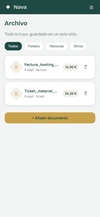 Archivo de documentos de Nava