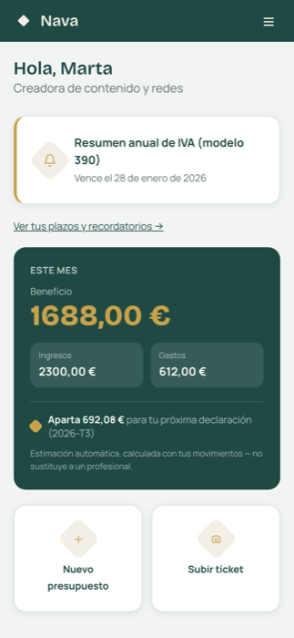 Resumen de Nava con la salud del negocio